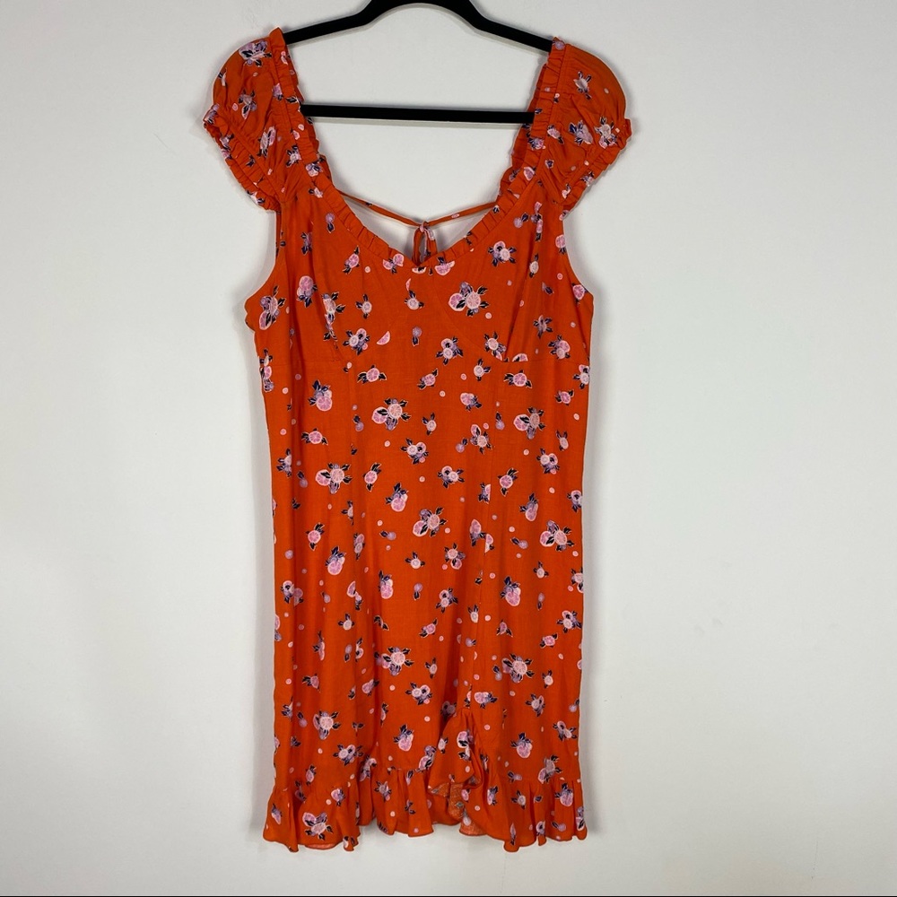 Free People Like A Lady Printed Orange Mini Dress Summer